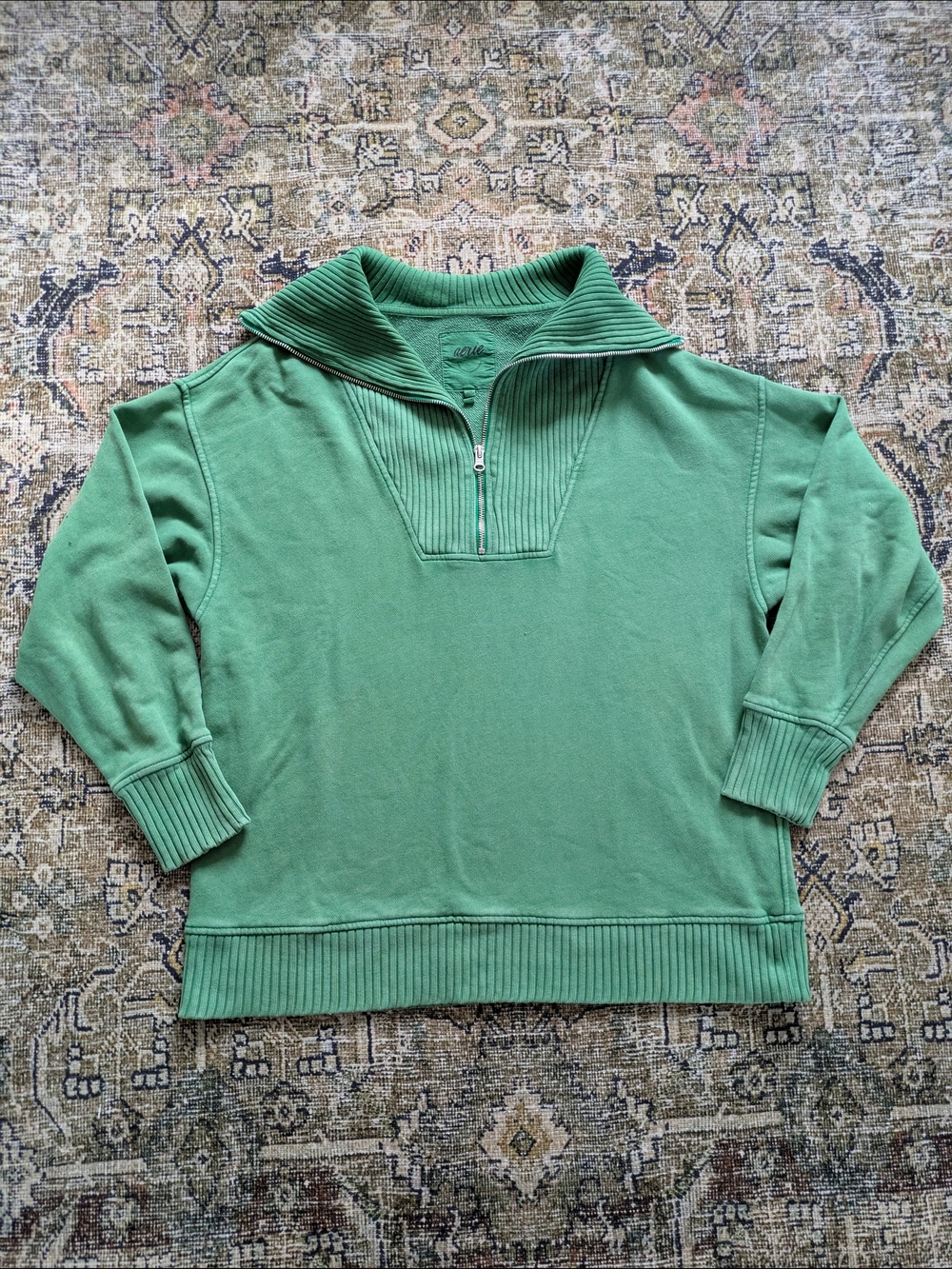 Green Quarter-Zip Pullover Sweatshirt